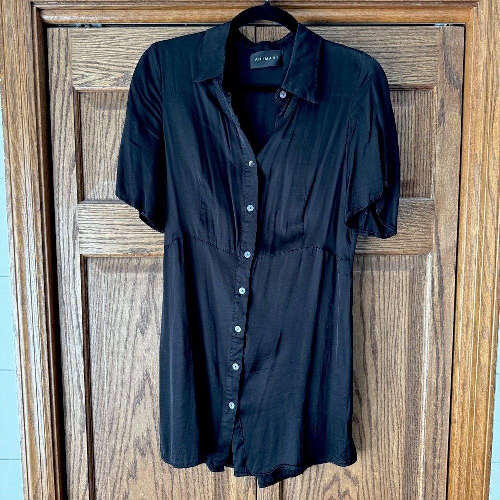 Black Button-Up Shirt Dress